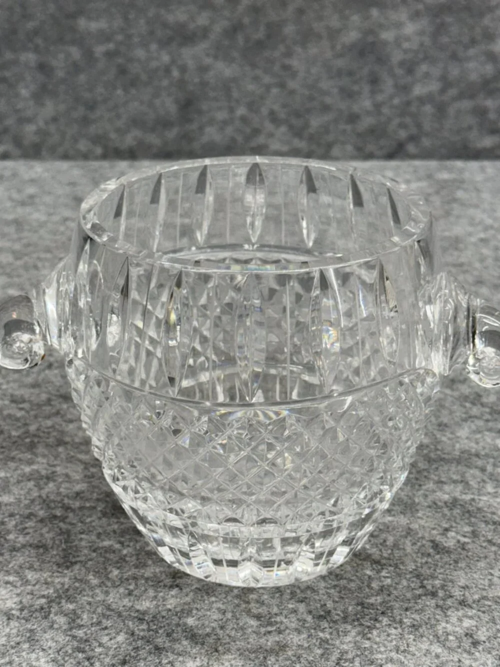 Vintage Ceska Lead Crystal Ice Bucket / Wine Chiller with Integrated Tab Handles